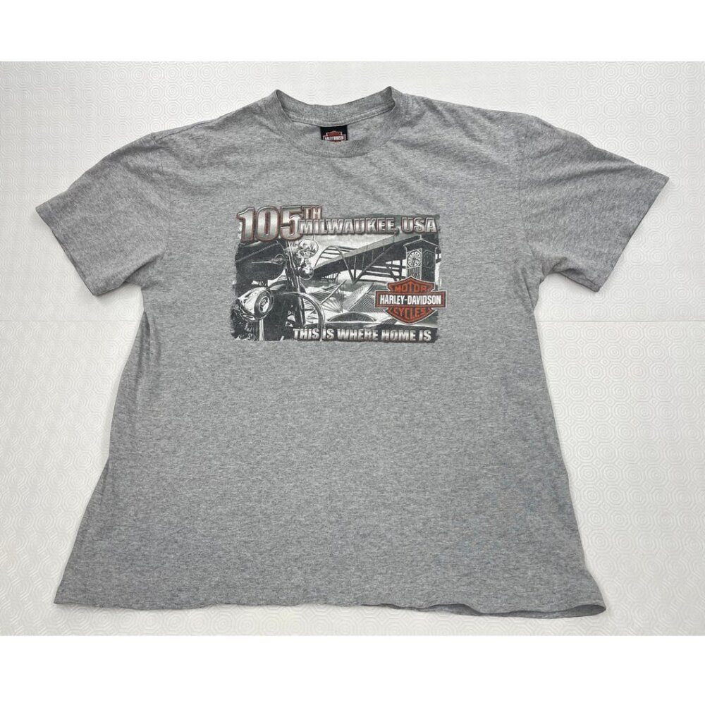Harley Davidson 105th Anniversary Tee Milwaukee Dealer T-Shirt Gray Men's XL